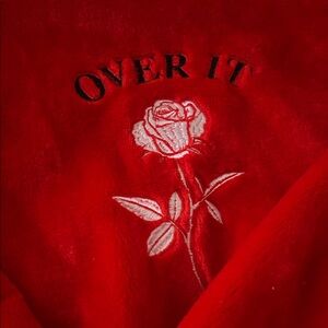 Forever 21 Red Rose Crop Top Drawstring Hoodie lightly worn Size Women’s Small